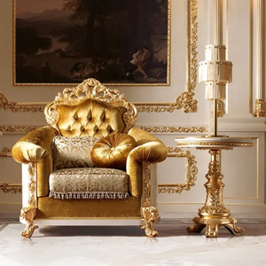 ชุดโซฟาห้องนั่งเล่นไม้สักคลาสสิกสุดหรู สไตล์ยุโรปแบบราชวงศ์ แกะสลักด้วยมือ พร้อมเบาะหุ้ม - Product Image 5