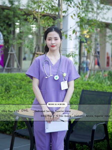Wholesale Oem logo Custom Light Weight Professional Women's Nurse <b>Doctor</b> Uniform V-neck Medical Scrub Scrubs <b>Set</b> - Product Image 4