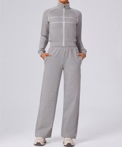 Conjunto Deportivo de Terciopelo para Hombre, 2 Piezas, Sudadera de Manga Larga con Cuello en V y Pantalones Jogger, Estilo Casual de Verano - Product Image 2