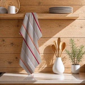 Essuie-tout de cuisine multicolores à rayures, 100 % coton, avec motif teint en fil, design professionnel, pour usage en cuisine - Product Image 1