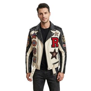 Vestes de motard en cuir violet personnalisées avec des patchs brodés ornés et des badges numérotés en forme de cœur - Product Image 4