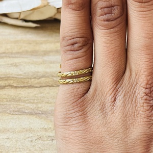Unique Design Brass Rings Boho Floral Material <b>Wrap</b> Band Women 18k Gold Plated Dainty Leaf Nature Design For Wholesale/OEM/ODM - Product Image 3