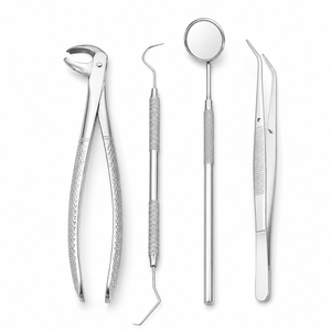 Juego de 4 Piezas de Acero Inoxidable para Examen Dental, Espejo Bucal, Sonda, Pinzas, Fórceps, Kit de Herramientas Reutilizables para Cuidado Bucal, Paquetes para Clínica Dental - Product Image 1