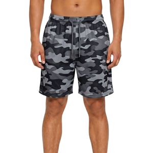 Shorts en maille respirants pour hommes, camouflage urbain, motif noir et gris, 100% polyester, séchage rapide, imprimés par sublimation, shorts décontractés - Product Image 1