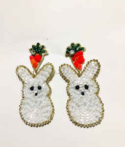 Boucles d'oreilles pendantes classiques en perles de rocaille brodées, motif lapin, design rectangulaire, pour anniversaire orthodoxe - Product Image 2