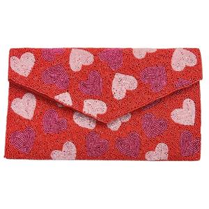 NEW HANDMADE BEADED WORK 2026 <b>CLUTCH</b> for WOMEN PARTY and HEART SHAPED DESIGN <b>Bags</b> with Bright color - Product Image 1