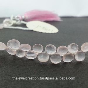4mm 6mm Natural Rose <b>Quartz</b> Stone Faceted Heart Briolette Loose Beads Strands Semi Precious IGI Certified Jewelry For <b>Necklace</b> - Product Image 1