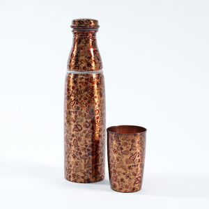 Botella de Cobre Hecha a Mano en India, Clásica y Elegante, Botella de Diseño Mena, Botella de Cobre para una Vida Saludable - Product Image 3