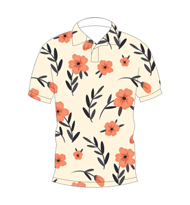 Polo à imprimé floral orange crème pour hommes, décontracté, à manches courtes, tendance, pour l'été - Product Image 1