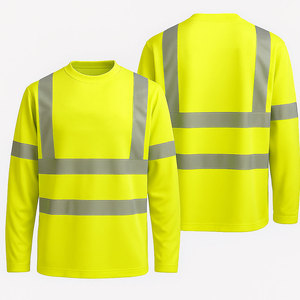 Vêtements de travail en coton jaune pour hommes Econex Sports, haute visibilité, réfléchissants, respirants, certifiés CE, avec rayures et poches - Product Image 1