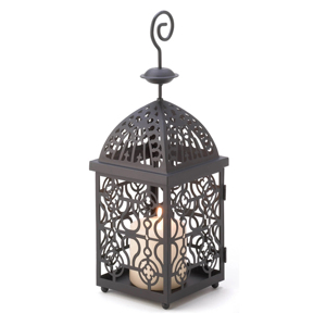 Elegante Linterna Colgante de Metal y Vidrio con Patrón Marroquí en Acabado Gris, Venta al por Mayor de Fábrica, para Decoración del Hogar - Product Image 1