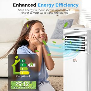 Condizionatore d'Aria Portatile Bianco da 10000 BTU con Telecomando, Timer 24H e Display LED, Spina UK per Raffreddamento e Deumidificazione Ambienti - Product Image 5
