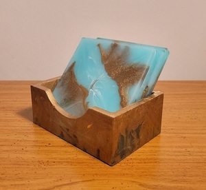 Classic Style Wooden & Resin Tea Coasters Set Of 4 Pcs Non Slip Home Decor <b>Table</b> Decor Drink <b>Mats</b> & Pads Heat Resistant Placemat - Product Image 2