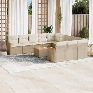 Ensemble de canapés de jardin en rotin beige 6 places, résistant aux intempéries, mobilier d'extérieur au design contemporain - Product Image 1