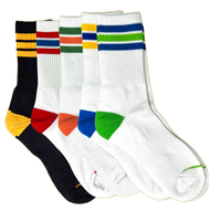 Chaussettes pour hommes en coton respirant, anti-transpiration, antibactériennes, à rayures colorées rétro des années 90, fabriquées par l'usine ODM JZVINA