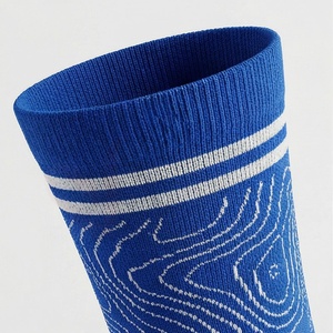 Chaussettes pour hommes, bleues, à motif géométrique, tricotées en jacquard, respirantes, style sport, pour l'été - Product Image 4