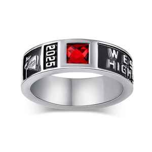 Anillo de Graduación Universitario Personalizado BOJ School Ring 051, Anillo de Colegio Secundario para Ella, con Piedra de Nacimiento, Plata 925, ¡Oferta! - Product Image 4