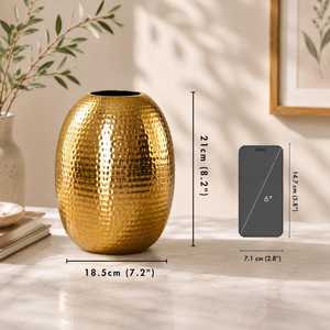 Pot de fleurs moderne en fer plaqué or avec fonction suspendue, style glamour, vase d'intérieur pour utilisation sur bureau - Product Image 3