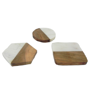 Posavasos Redondos de Piedra y Madera de Diseño Moderno y Elegante, Ecológicos, Duraderos, Lavables, Hechos en India con Acabado Natural - Product Image 4
