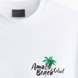 Camiseta de Hombre Blanca de Punto Ecológica para la Playa, Estilo Urbano, Cuello Redondo, Manga Corta, Algodón, Colección de Verano - Product Image 5