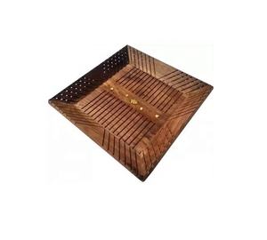 Plateau de service en bois d'acacia très vendu - Compatible lave-vaisselle et écologique pour les collations, les apéritifs et une utilisation décorative à la maison et en cuisine - Product Image 3