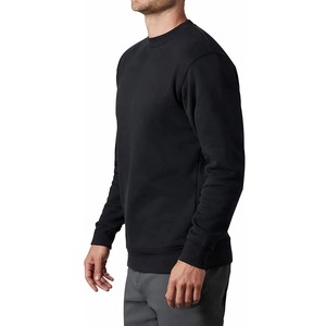 Sudadera de punto con cuello redondo para hombre, color negro sólido, informal, de manga larga, para otoño. - Product Image 3