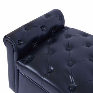 Multifunctional <b>Storage</b> Sofa <b>Stool</b> with PU Leather Armrests Black Color - Product Image 6