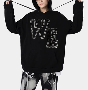 เสื้อฮู้ดดี้โอเวอร์ไซส์ลายกราฟิกประดับเพชรแบบพรีเมียม ดีไซน์กระเป๋าหน้า แฟชั่นลำลองสำหรับทุกเพศ เหมาะสำหรับใส่ในฤดูใบไม้ร่วง - Product Image 3