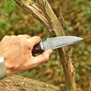 Handmade Industrial Grade Damascus Steel Hunting <b>Knife</b> With Wood <b>Handle</b> and Leather Sheath <b>for</b> Outdoor Camping - Product Image 2