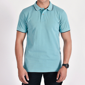 Men's Light Blue <b>Half</b> Sleeve Jersey <b>Button</b> Solid Color Casual Breathable Knitted 100% Cotton Quick Dry Regular Fit <b>Shirt</b> - Product Image 1
