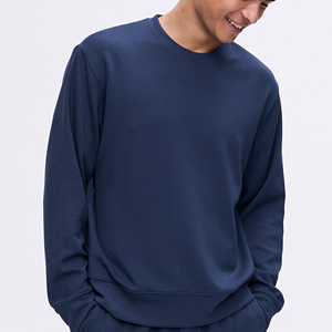 Breathable New Knitted Sweater Custom Logo Men's Long-sleeved T-shirt New Solid Color Waffle Check <b>Base</b> <b>Layer</b> Men's Sweatshirt - Product Image 6