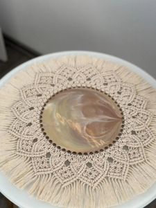 Luxury White Macrame Mat with Resin Centre Stylish Decorative Piece Perfect for Dining and Living Room <b>Placemats</b> From India - Product Image 1