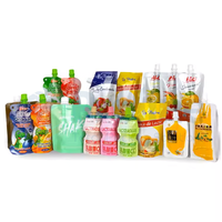 Pochettes souples personnalisées imprimées avec bec verseur pour purées de fruits, smoothies, jus concentrés, sauces et produits de collation