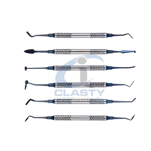 Ensemble de 6 instruments dentaires manuels pour composites, en acier inoxydable, réutilisables, avec poignée ergonomique, outils de nettoyage des dents - Product Image 3