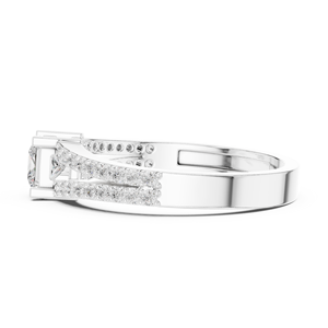 Bague de fiançailles en argent sterling 925 avec diamant taille princesse, double rangée, pour femme - Product Image 1