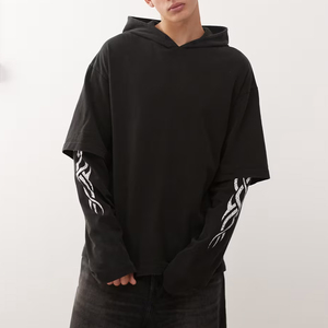 Premium Double Layered Hoodies, Soft Cotton & <b>Fleece</b> Sweatshirts Custom Printing Service Available <b>Black</b> Color Men Hooded - Product Image 1