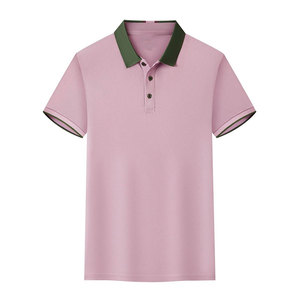Men's Custom Logo Short Sleeve Polo Shirt Solid Color Breathable Knitted Cotton Casual Wear Button Front Regular Fit - Product Image 4
