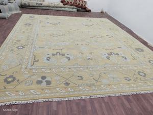 Tapis moderne floral jaune et crème de qualité supérieure pour salon, tapis en laine noué à la main |   Broderie abstraite pour enfants et chambre à coucher - Product Image 5