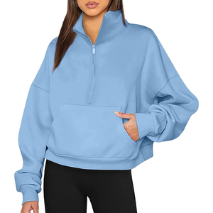 Sudadera de cuello alto con cremallera de cuarto de cuerpo, extragrande y gruesa, de moda personalizada para mujer, precio económico, venta al por mayor, OEM, personalizada 2026 - Product Image 1