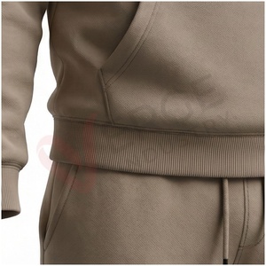 Ensemble de survêtement beige à capuche pour homme, manches longues, couleur unie, décontracté, respirant, coupe régulière, pour l'automne, avec cordon de serrage - Product Image 5