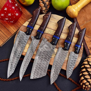 Brand New Designed Custom Handmade Full Tang 5-Piece Damascus Steel Ambidextrous Straight Edge Kitchen Chef <b>Knife</b> <b>Set</b> Wengiwood - Product Image 5