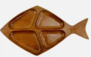 Bandeja de Madera Abstracta con Forma de Pez, Plato Dividido para Servir Aperitivos, Entradas y Cócteles - Product Image 4