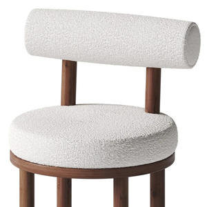 Tabouret de bar haut de gamme moderne en teck recyclé massif brun durable avec tissu imperméable pour salon et mobilier de villa - Product Image 2