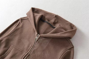 Women's Hooded <b>Zipper</b> Sweatshirt Solid Color Casual Long Sleeve Knitted 100% Cotton Blend Winter Wear Front Logo - Product Image 6