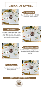 Servilleta de lino blanca con bordado de frutas tropicales, colores juguetes que aportan un toque fresco de verano a tu mesa. - Product Image 2