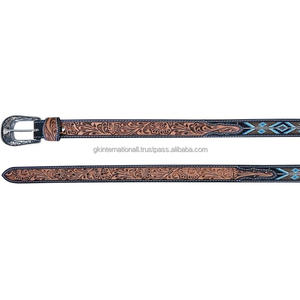 Handmade Custom Length Genuine Leather Beaded <b>Belt</b> for Men & <b>Women</b> Vintage Cowboy Style Factory Direct Hot Sale Tooling Carving - Product Image 6