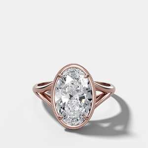 Anillos de compromiso de diamantes ovalados cultivados en laboratorio de 2.50 quilates con certificado IGI, oro macizo de 14K, lujo, con engaste de milgrain y bisel dividido, solitario para boda - Product Image 5