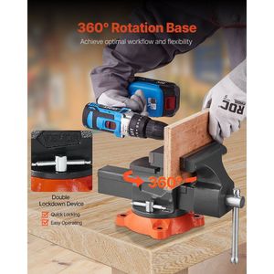 Morsa da banco multiuso con apertura ganasce da 5,5 pollici, base girevole a 360 gradi con blocco, profondità gola 2,8 pollici, apertura massima ganasce 5,5 pollici - Product Image 5