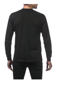 Camiseta Deportiva de Manga Larga 100% Algodón para Hombre, Color Negro Liso, Transpirable, Cuello Redondo, Ropa Deportiva de Alta Calidad y a la Moda - Product Image 3
