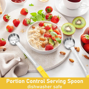 Bulk Supplier Solid & Perforated Scoops Set of 8 <b>Stainless</b> <b>Steel</b> Portion Control Serving Spoons Measuring Serving Ladle <b>Utensils</b> - Product Image 5